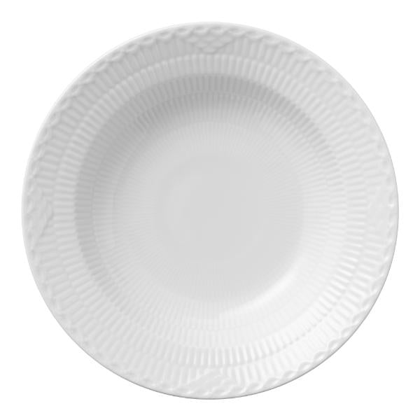 Hvit Riflet Halvblonde dyp tallerken 21 cm