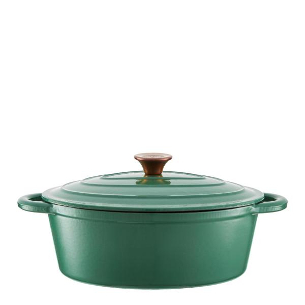 Oval støpejernsgryte 29 cm 3L grønn