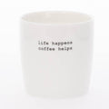 Krus mini life happens 10 cl hvit