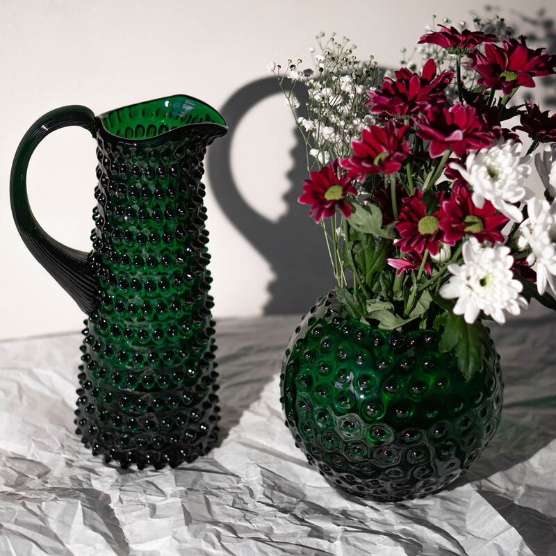 Hobnail karaffel høy 1L dark green