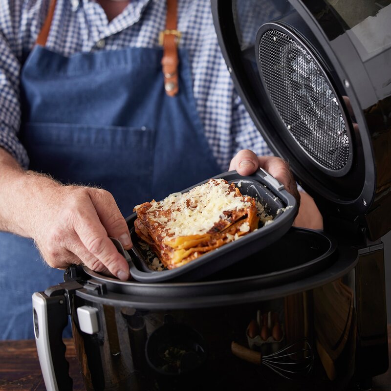 Silikonform til airfryer firkantet 19x19x6 cm grå