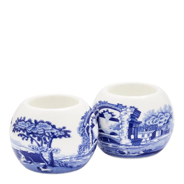 Blue Italian telysholdere 2 stk blå/hvit