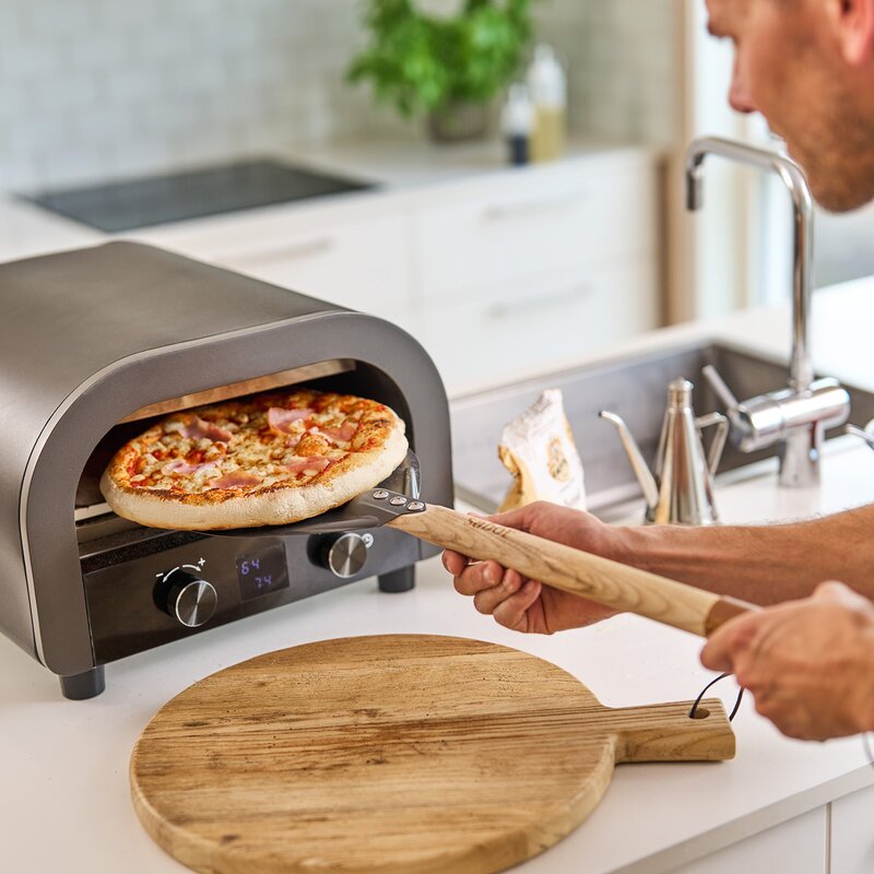 Napo pizzaspade 70x20 cm gun metal/natur