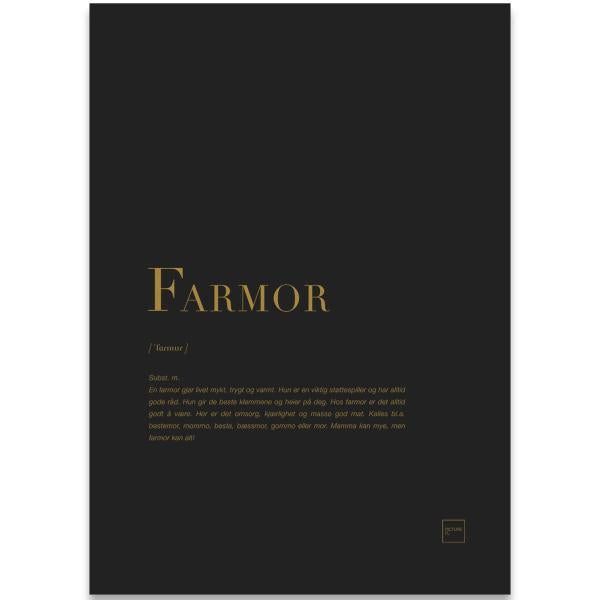 Poster farmor 30x40 cm svart