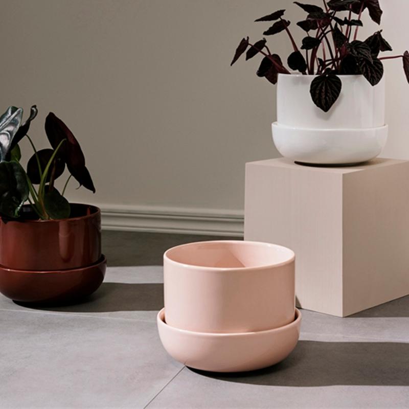 Nappula potteskjuler m/skål 17x13 cm beige
