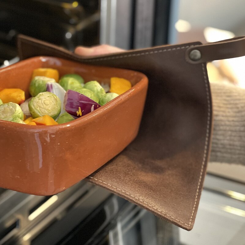 Leather gryteklut 21x21 cm brun