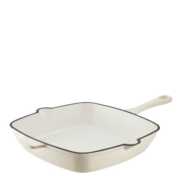 Grillpanne av støpejern 26 cm krem