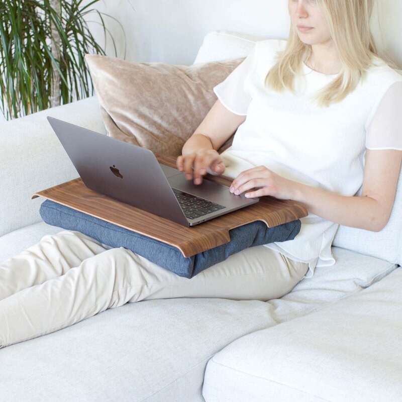 Laptray knebrett anti-slip 46x38 cm valnøtt/grå