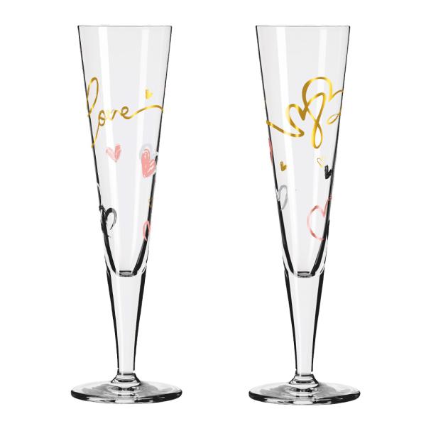 Goldnacht champagneglass 2 stk Herats