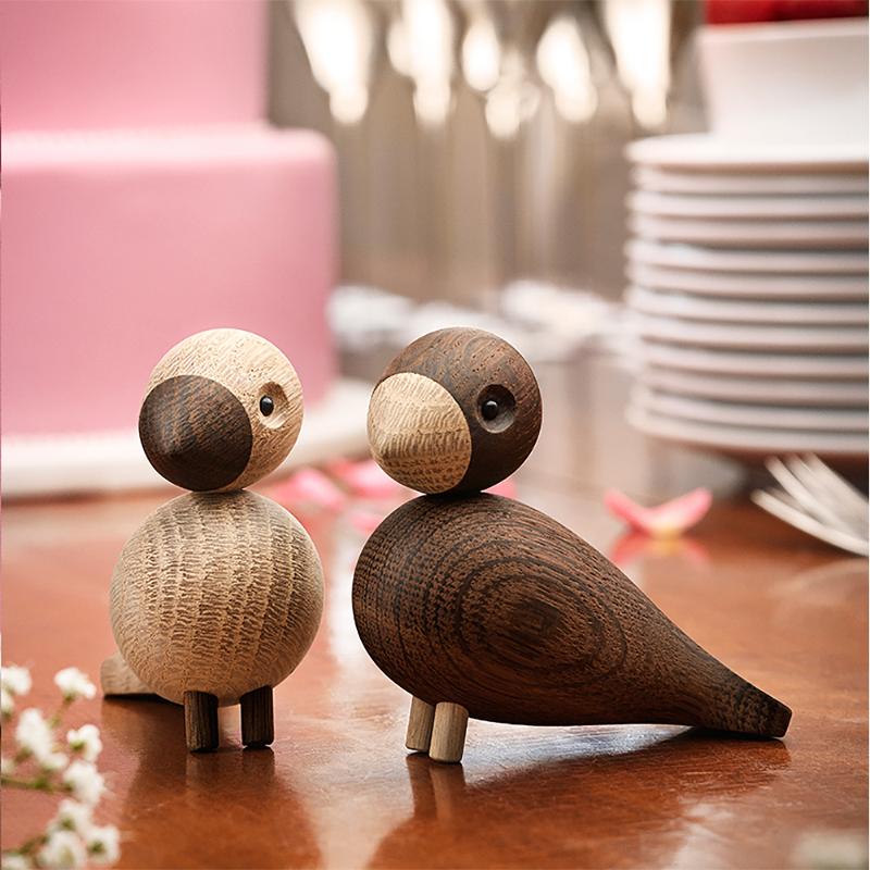 Lovebirds røkt eik/eik 8,8 cm 2 stk