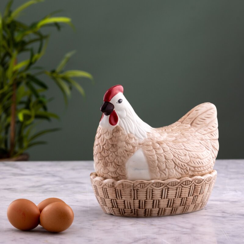 Eggoppbevaring høne 23,4 cm natur