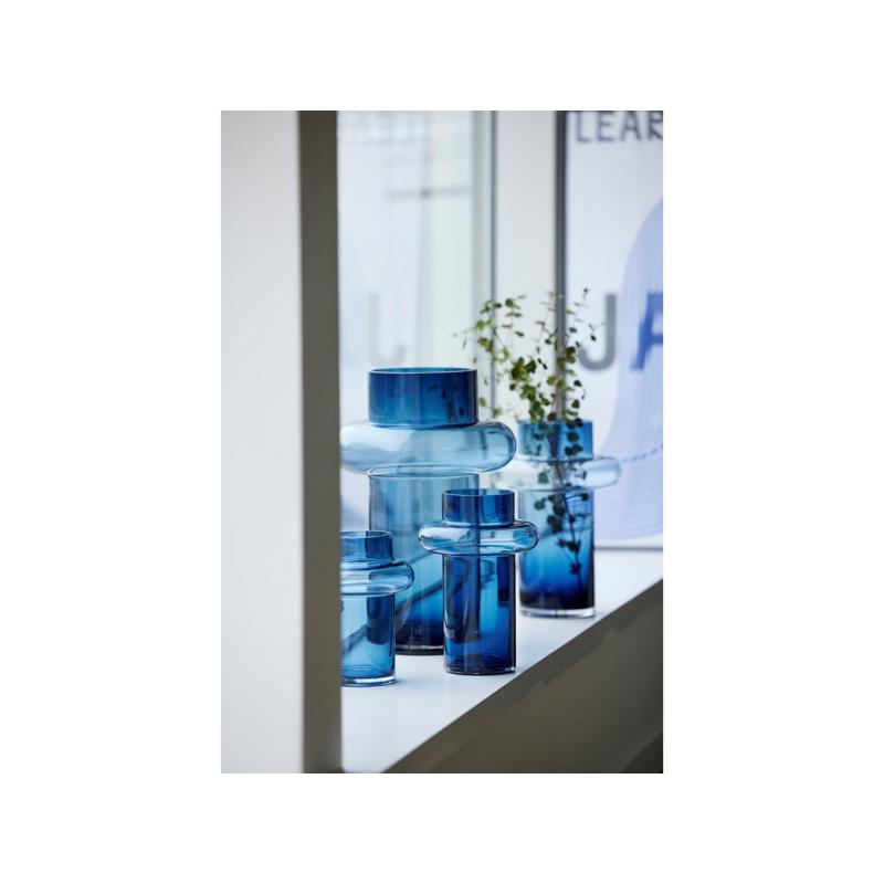 Tube vase 40 cm dark blue glass