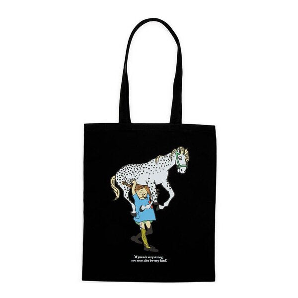 Pippi handlenett 38,5x42 cm Pippi hest svart