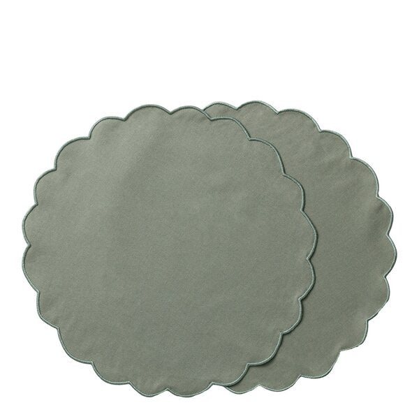 Scallopped dekkebrikke 2 stk 36 cm støvgrønn
