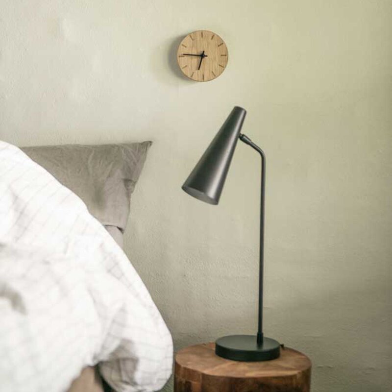 Light Oak klokke 12 cm lys eik m/svart viser