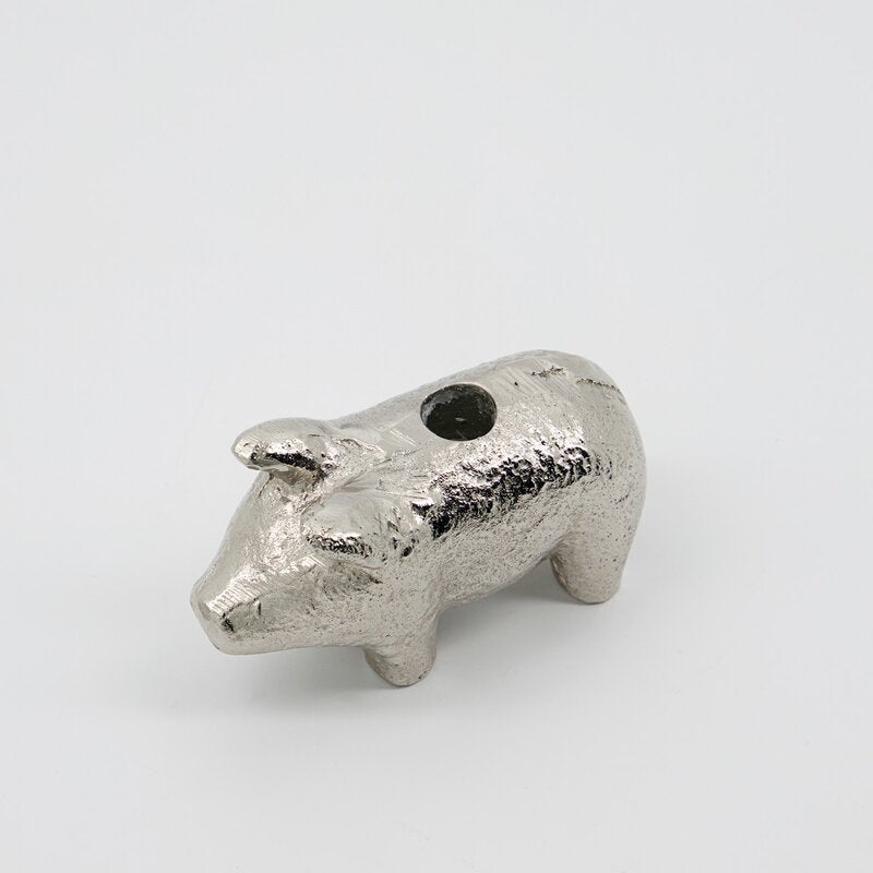 Pig lysestake 8,5 cm antikksølv