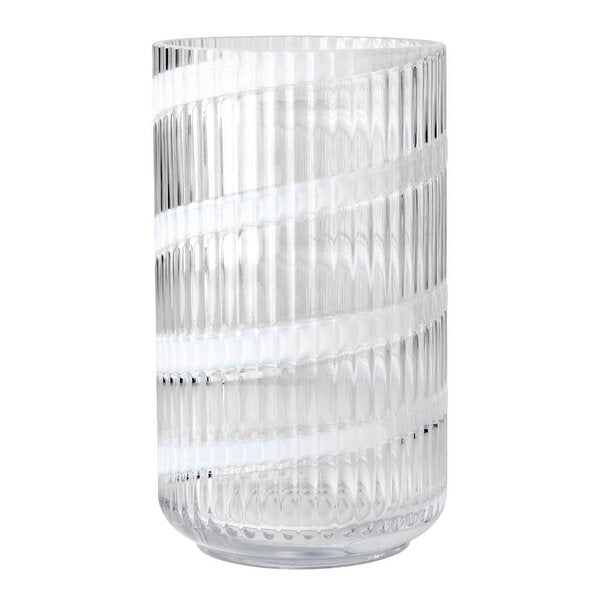 Vase munnblåst glass 25 cm swirl white