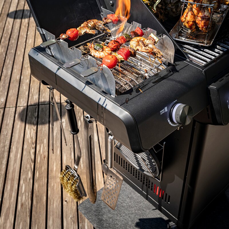 Grillbørste 47x8,5x8,5 cm stål/svart