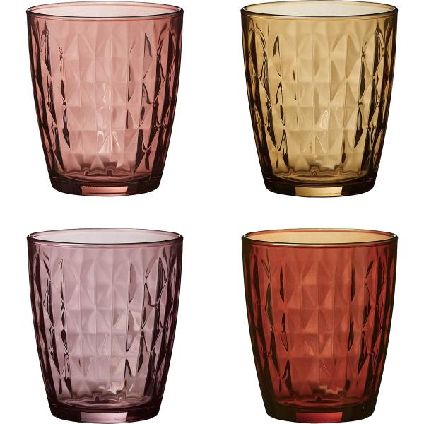 Mosaic vannglass 34 cl 4 stk shades of red