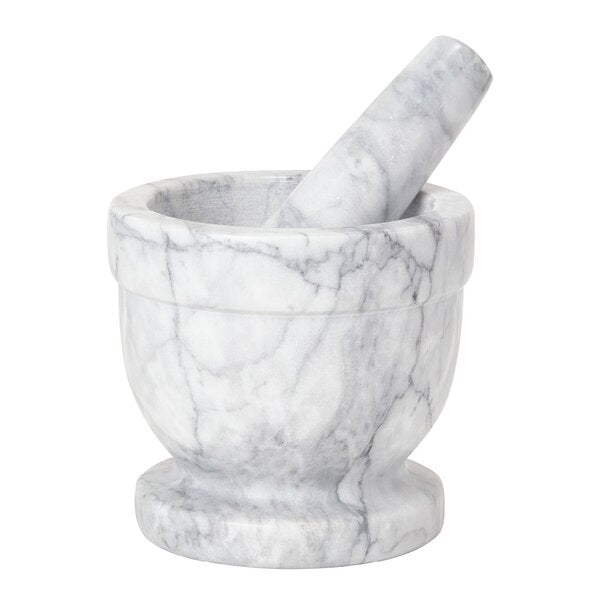 Classic morter i marmor 11,5 cm natur/hvit