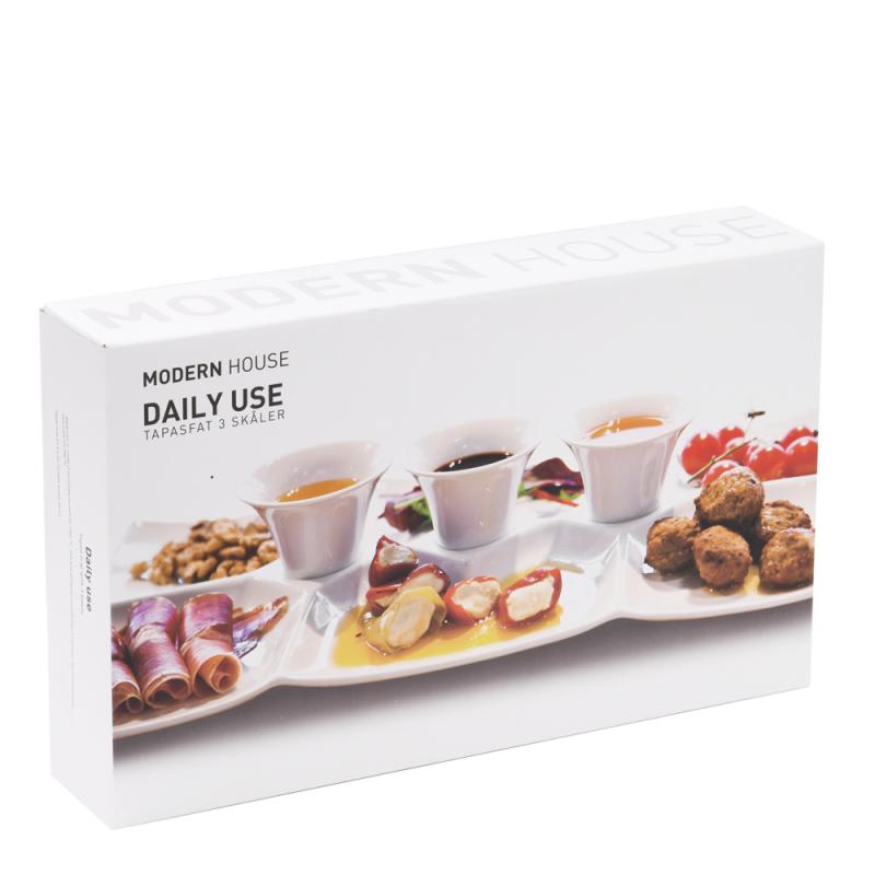 Daily Use tapasfat med 3 skåler 41x25 cm