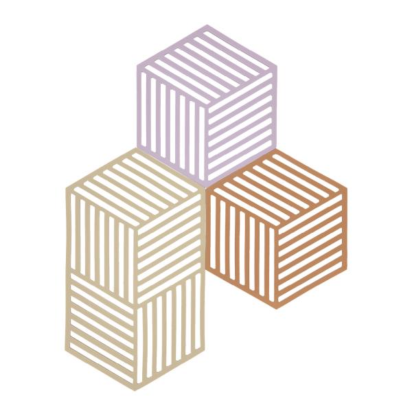 Hexagon bordskåner 3 stk 24 cm lupine/warm sand/light terracotta