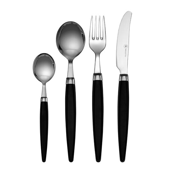 Finse bestikksett 16 deler retro blank/svart