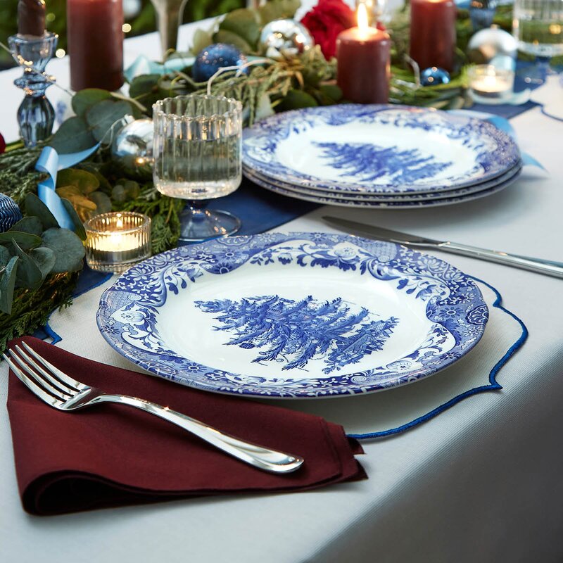 Blue Italian Christmas Tree tallerken 27 cm blå/hvit