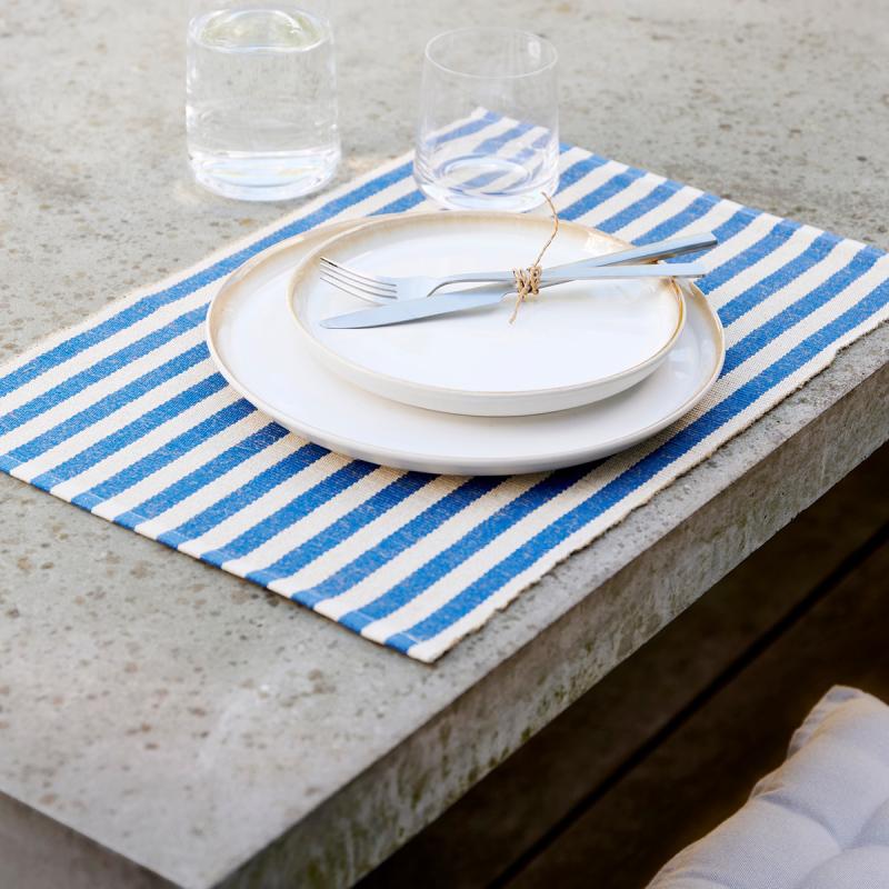 Statement Stripe spisebrikke 33x48 cm 2 stk blue