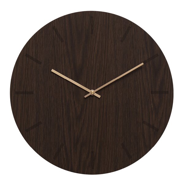 Dark Oak veggklokke 38 cm mørk eik m/kopper viser