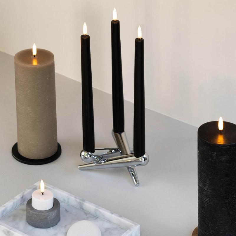 LED kertelys 1,3x13,8 cm 2 stk svart