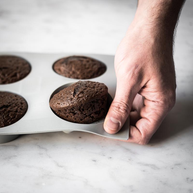 Elastomoule muffinsform for 6 muffins grå
