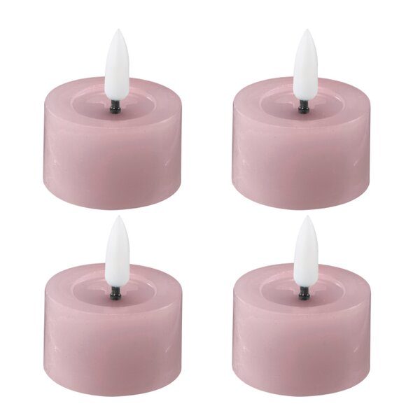 LED telys 4,5x2,5 cm 4 stk pastel rose