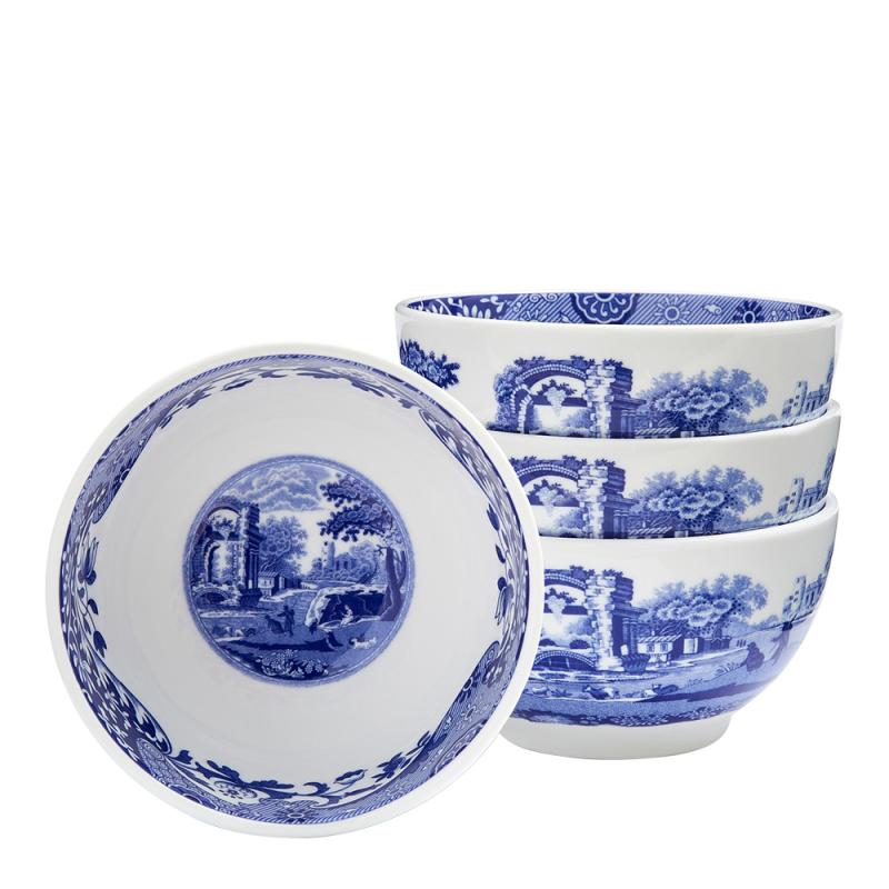 Blue Italian dippskål 10 cm 4 stk blå/hvit
