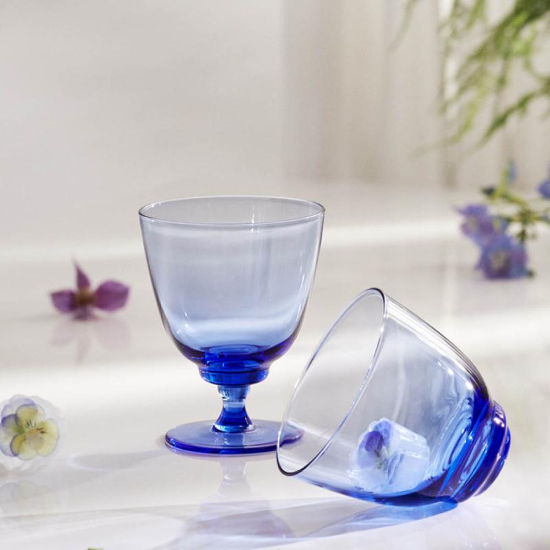 Flow glass med stett 35 cl mørk blå