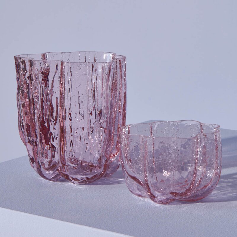 Crackle lyslykt 5,8 cm rosa