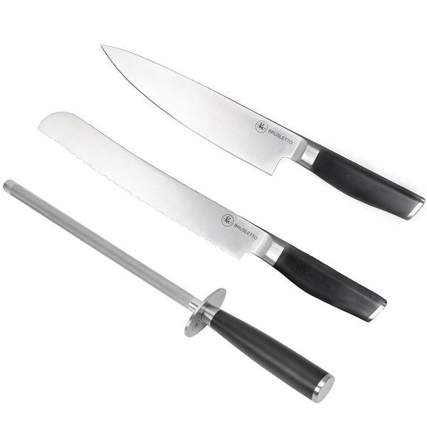 Knivsett 3 stk stål/svart