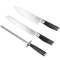 Knivsett 3 stk stål/svart