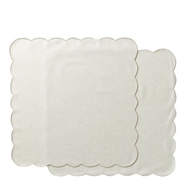 Scallopped tekstilserviett 2 stk 40x40 cm natur