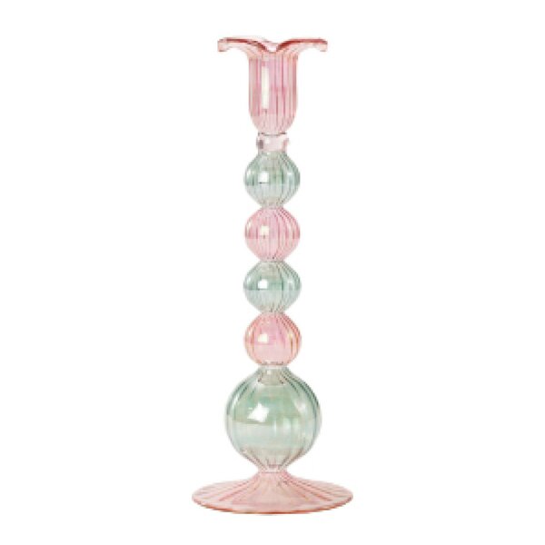 Sky lysestake 25 cm rosa/grønn