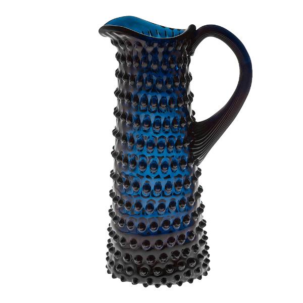 Hobnail karaffel høy 1L royal blå