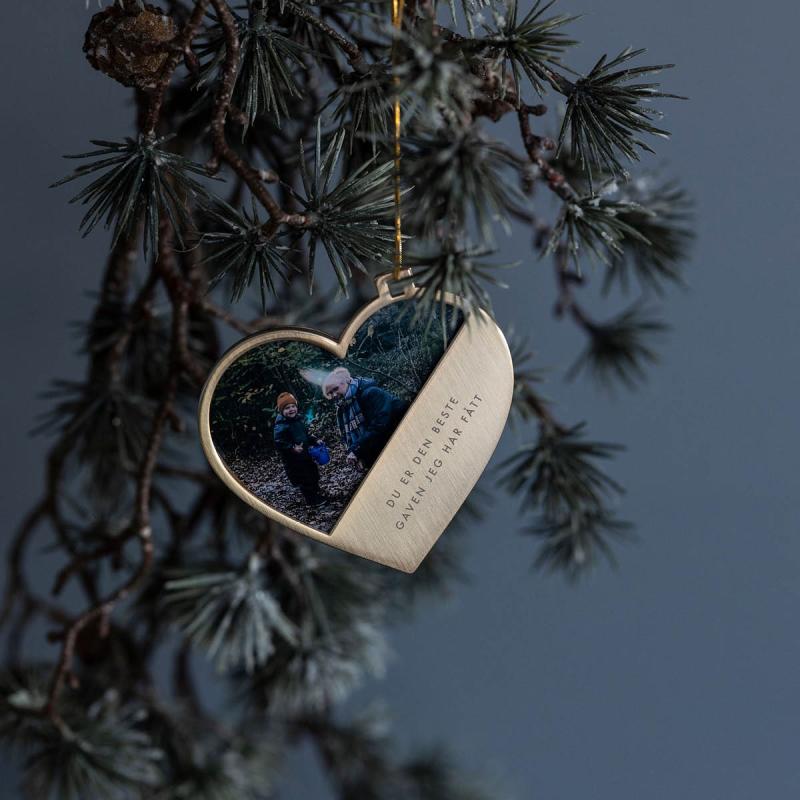 Julepynt hjerte m/fotoramme til deg 7x0,5 cm 14K gull