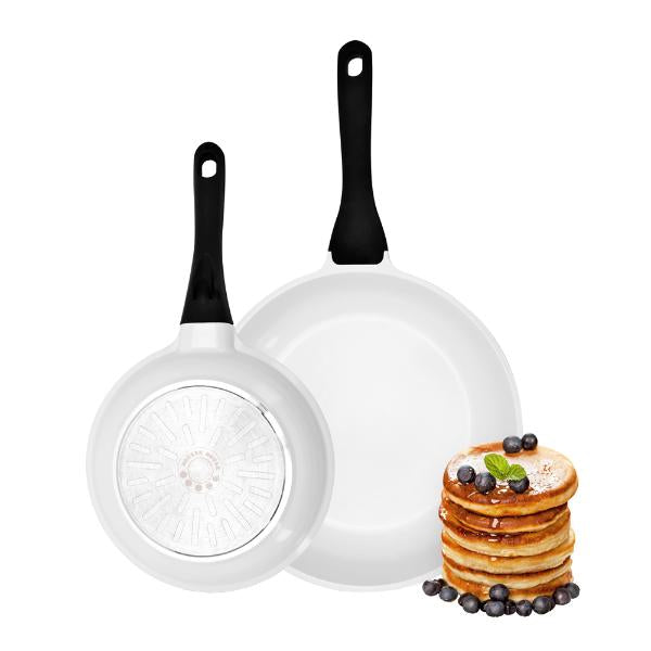 Basis stekepannesett 28 og 20 cm hvit