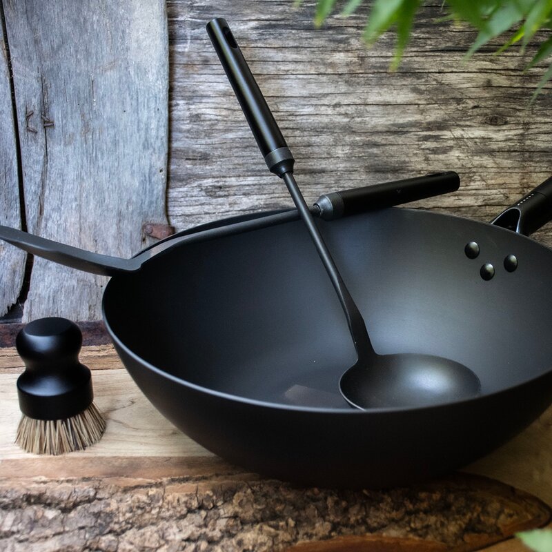 Woksett karbonstål med redskap 32 cm