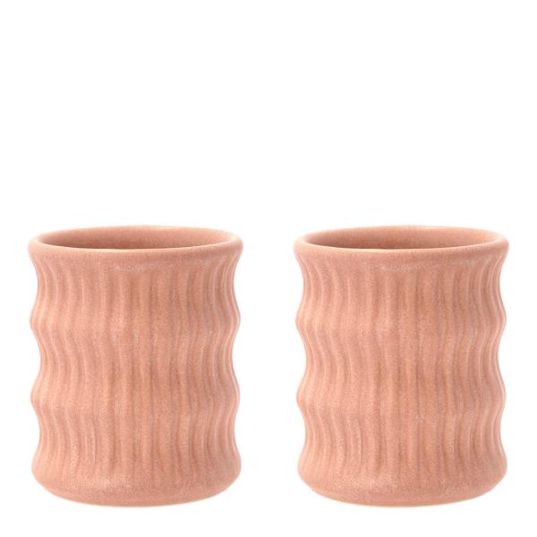Styles krus m/ riflet mønster 30 cl 2 stk pink
