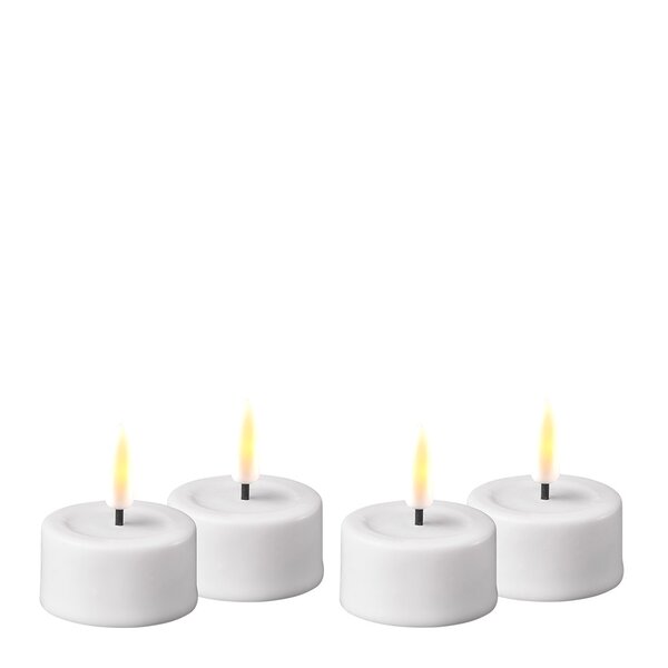 LED telys 3,5 x 4 cm 4 stk hvit