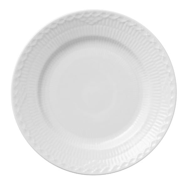 Hvit Riflet Halvblonde tallerken 17 cm
