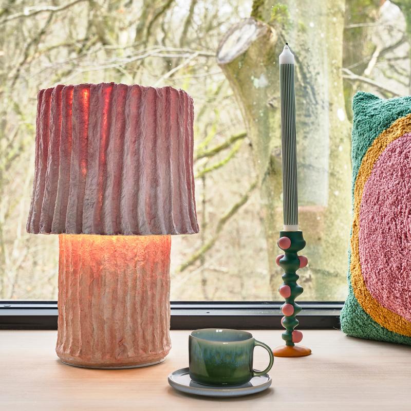 Styles lysestake m/ klumper 18 cm grønn/rosa