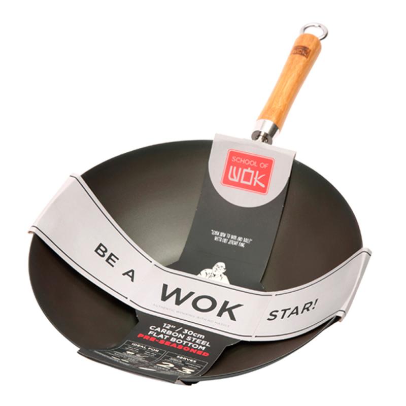 School of Wok wokpanne 30 cm m/ bambuhåndtak svart