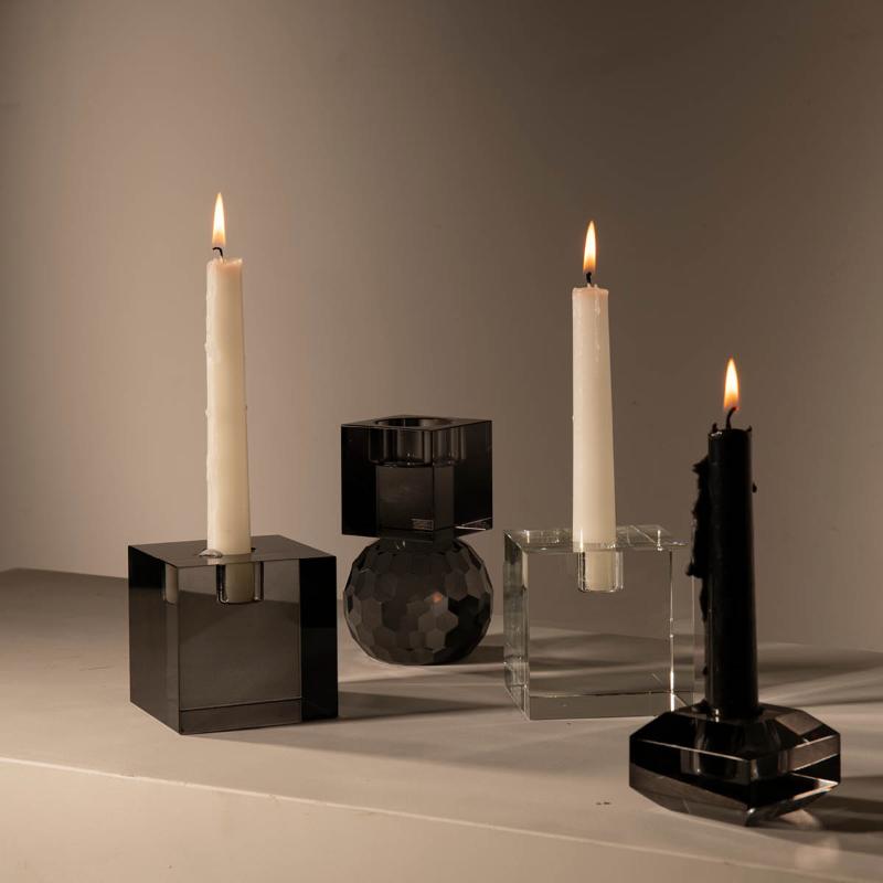 Milano lysestake kvadrat lav 4x6 cm smoke